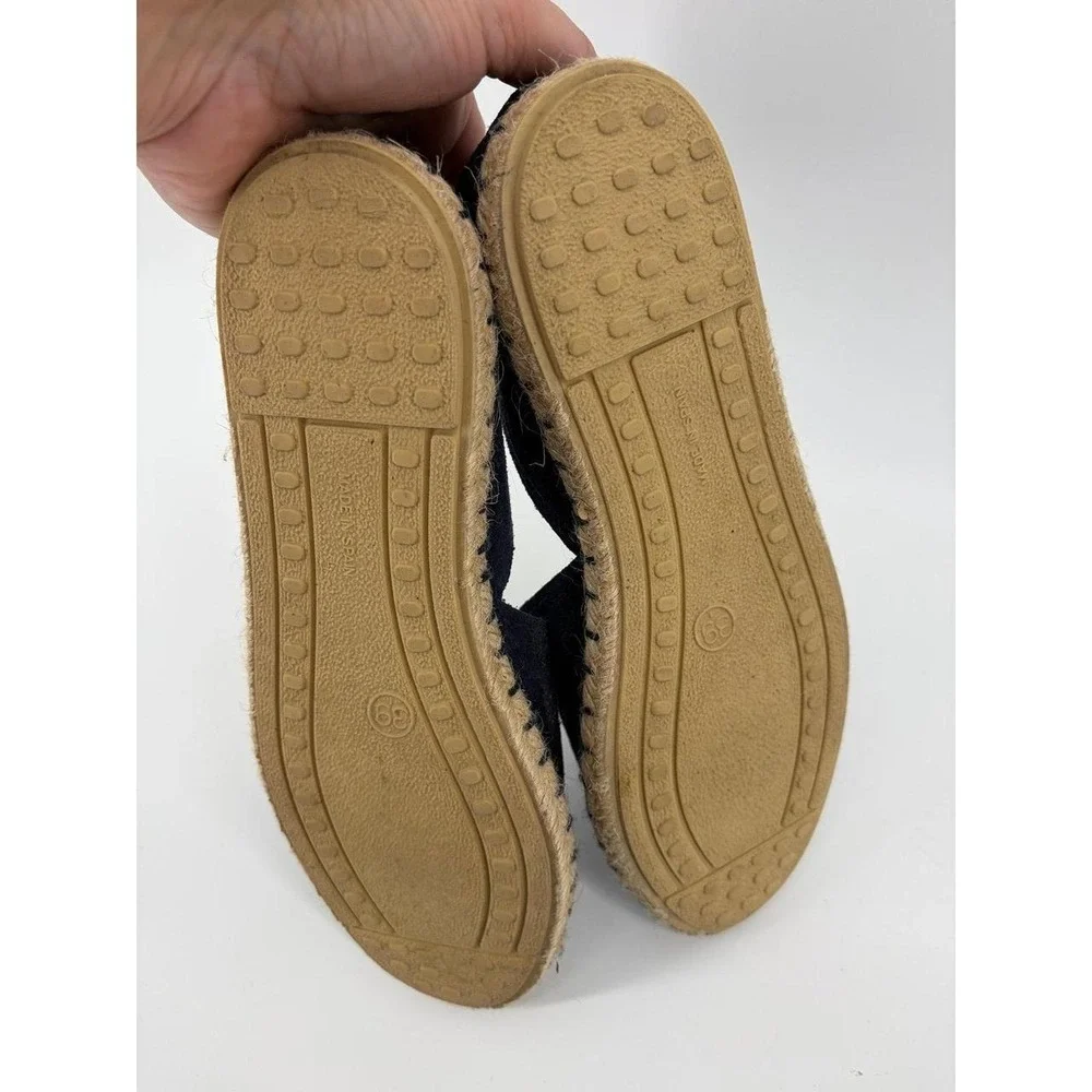 Verbenas Carmen Serraje Suede Leather Flat Espadrilles Navy Shoes,Women 39 (8.5)